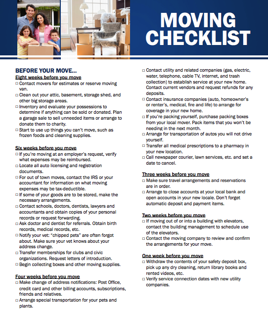 local moving checklist