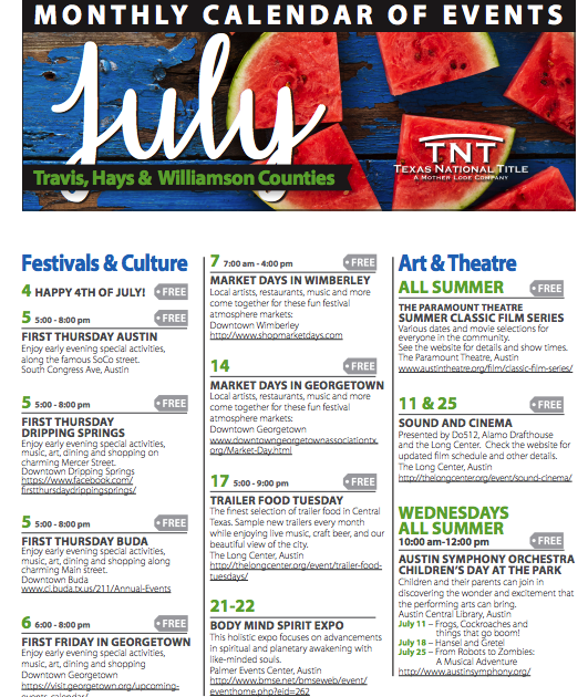 Austin Events and Activities this July!