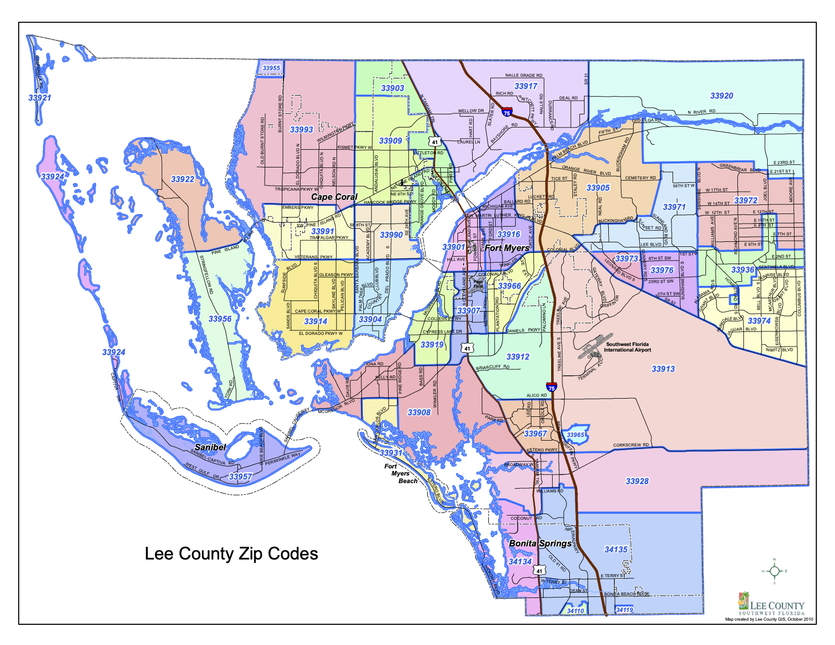 Lee County Fl Zip Code Map