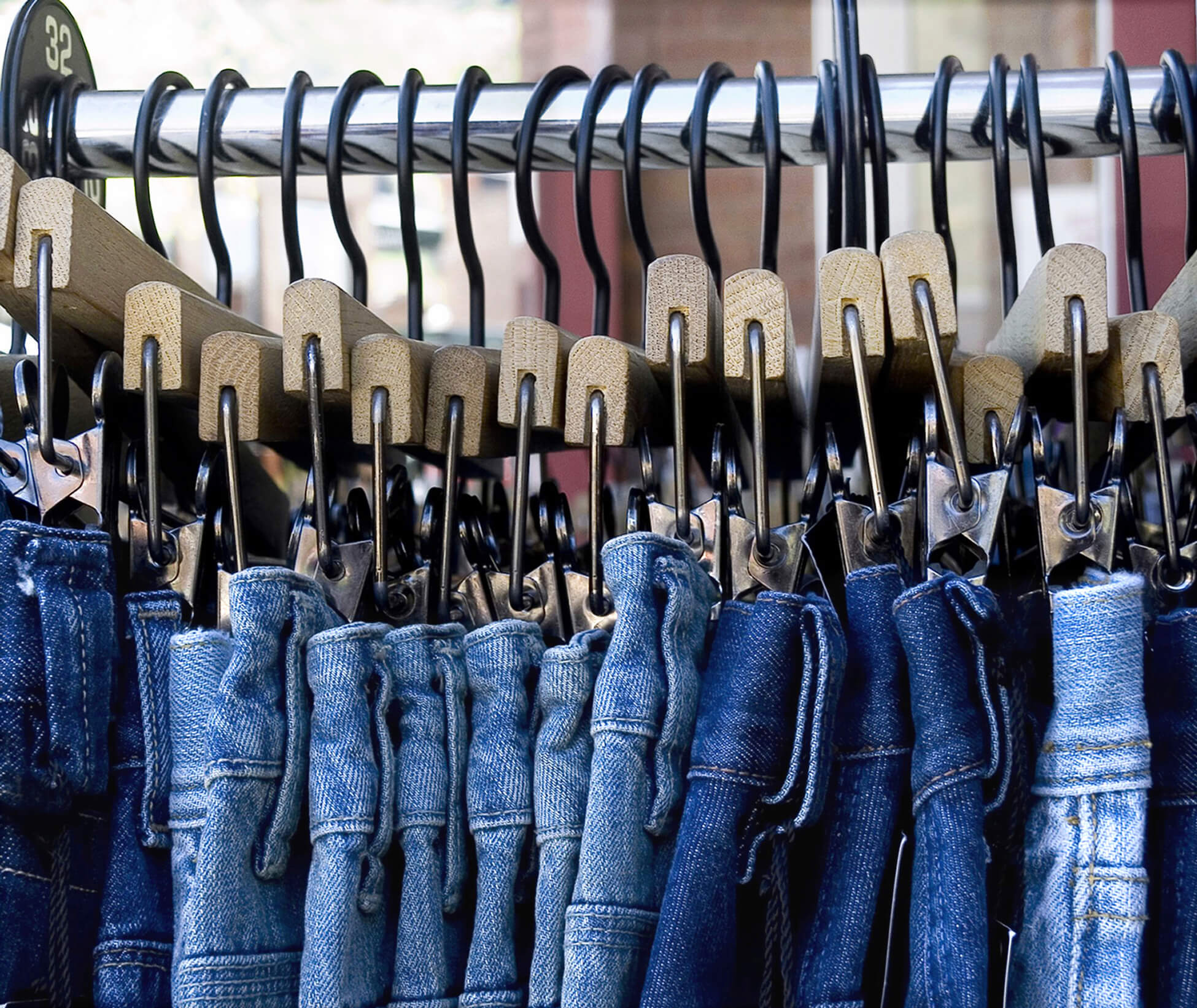 jeans on a rack