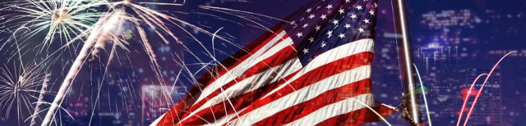dramatic artwork of usa flag and bombs bursting in air