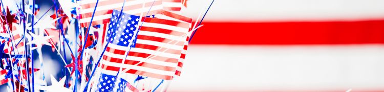 4th of july streamers on usa flag background