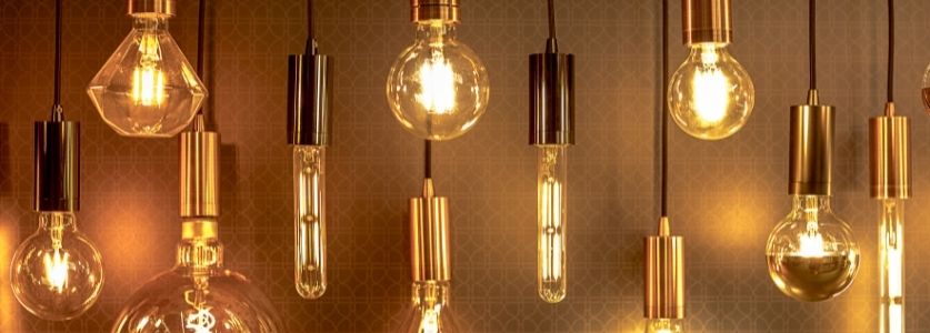 edison lights in vintage interior