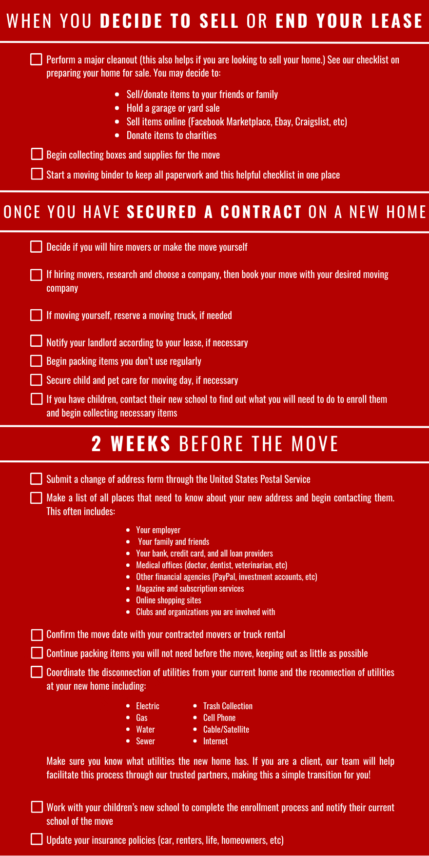 New Home Checklist: What You Need Before Moving In