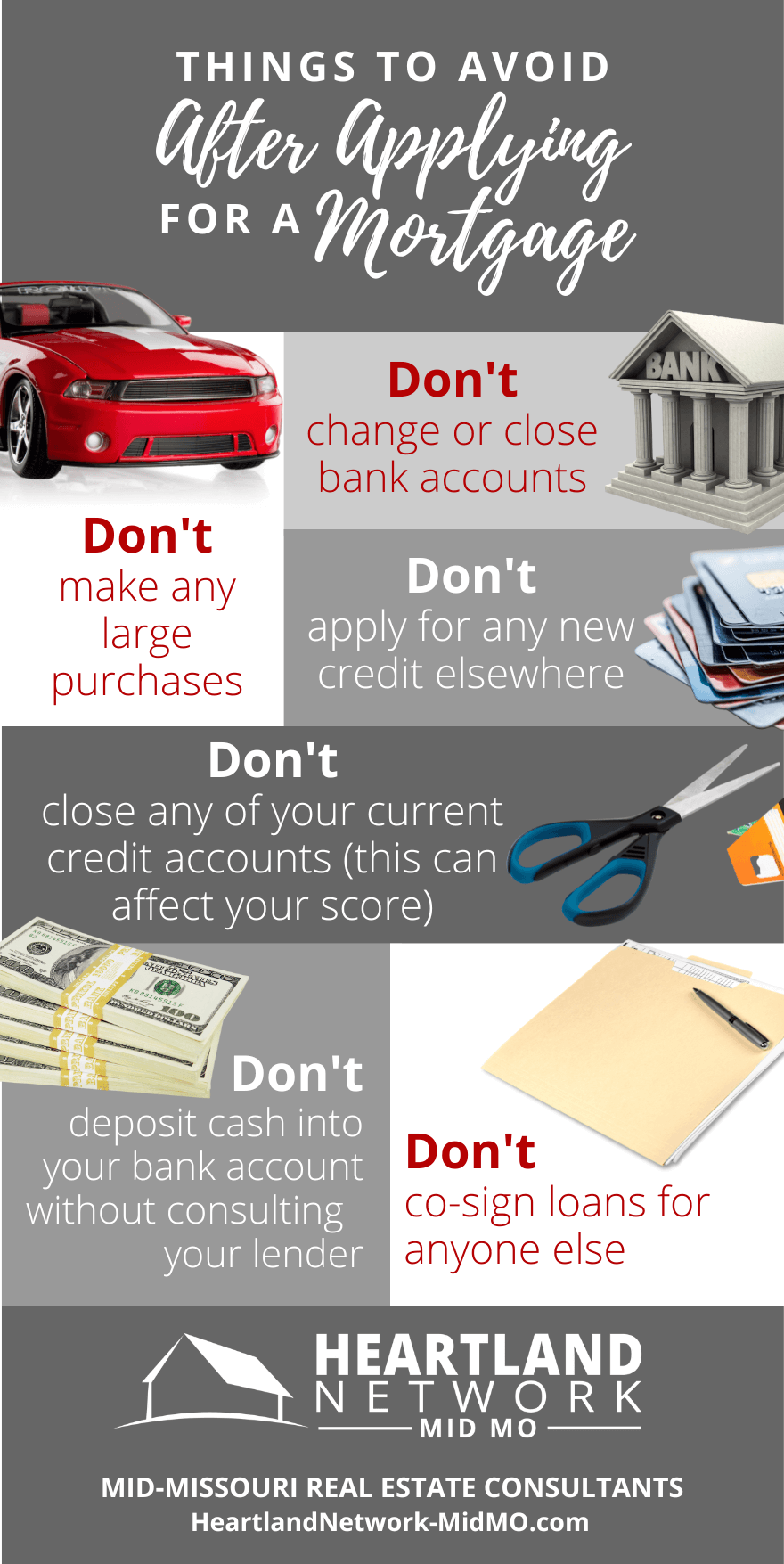 Things To Avoid Do After Applying For A Mortgage Infographic 