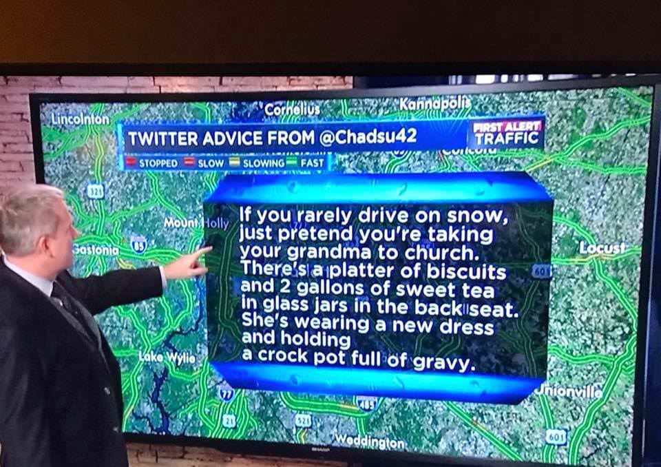 funny advice about how to drive in the snow