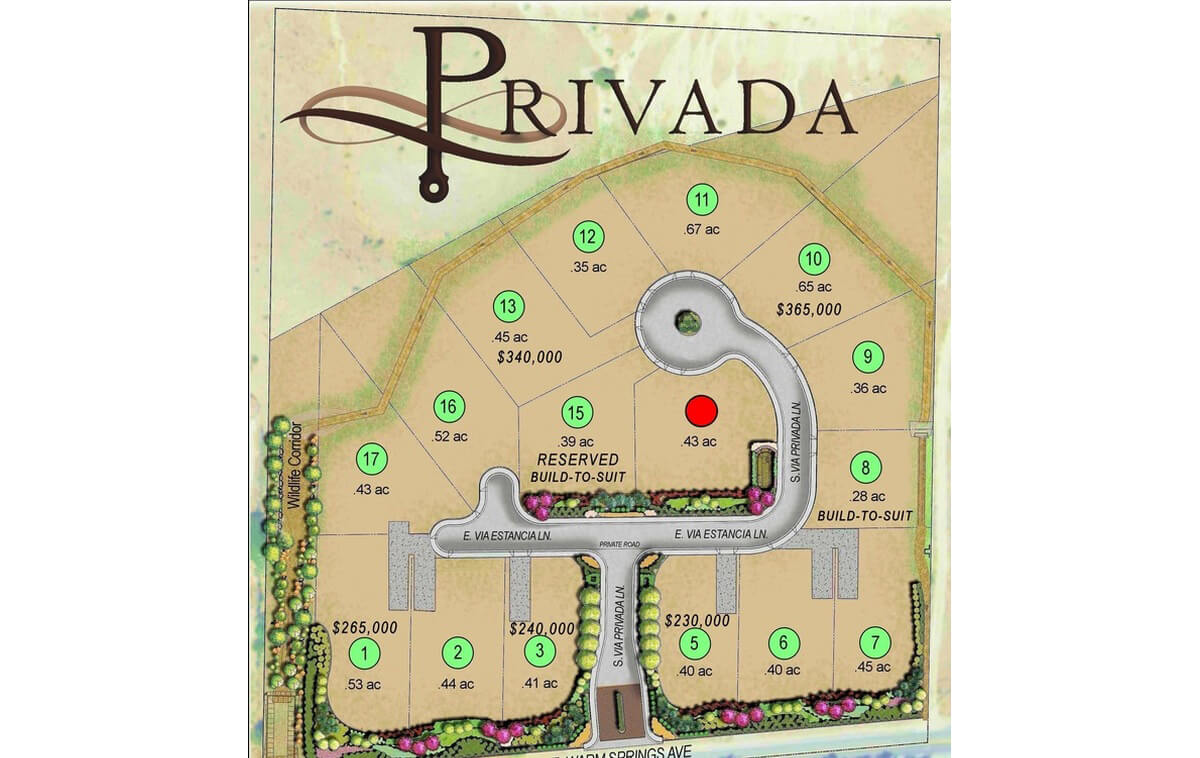 Privada Estates plat map