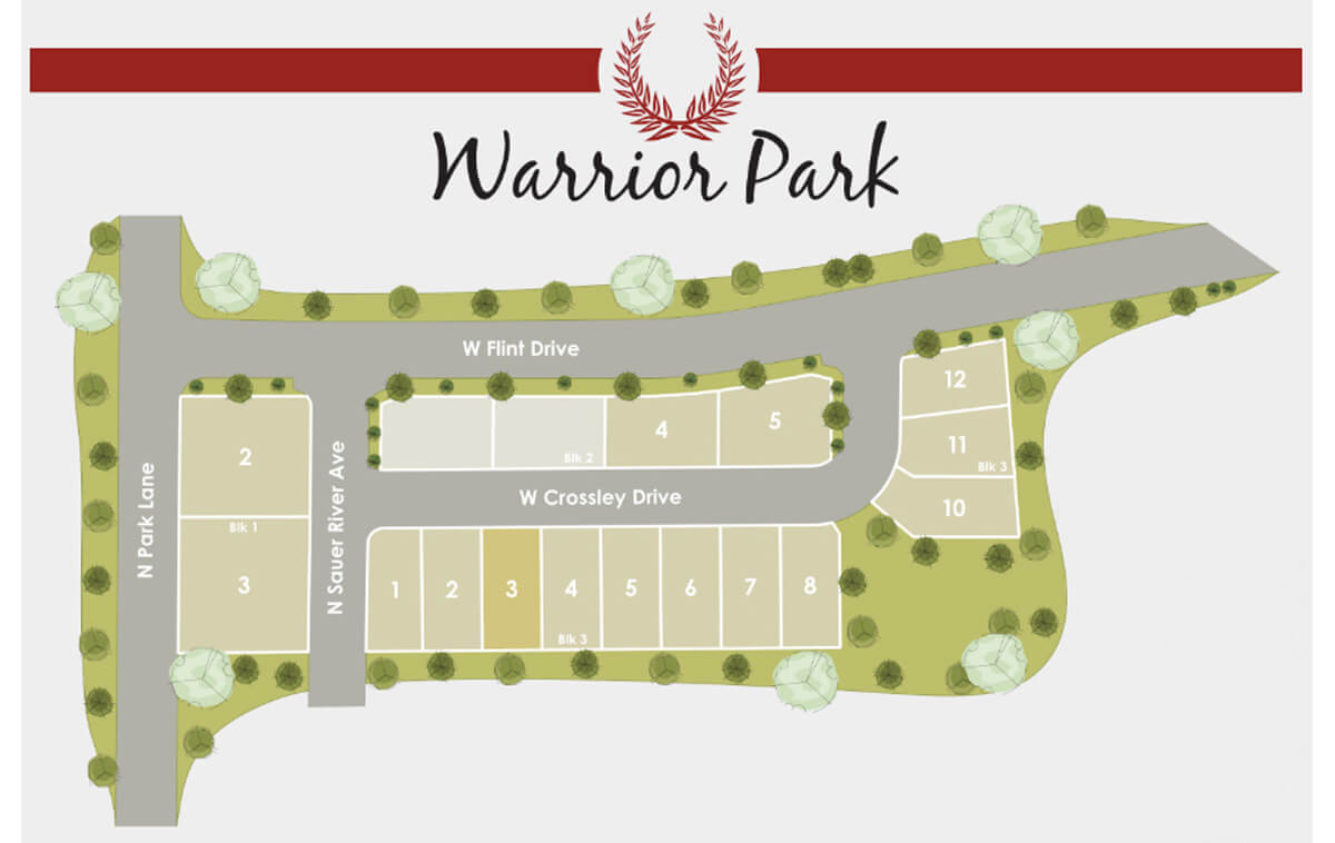 Warrior Park community colot plat map rendering