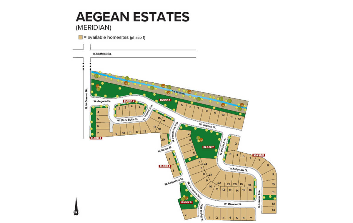 Aegean Estates Phase 1 Plat Map