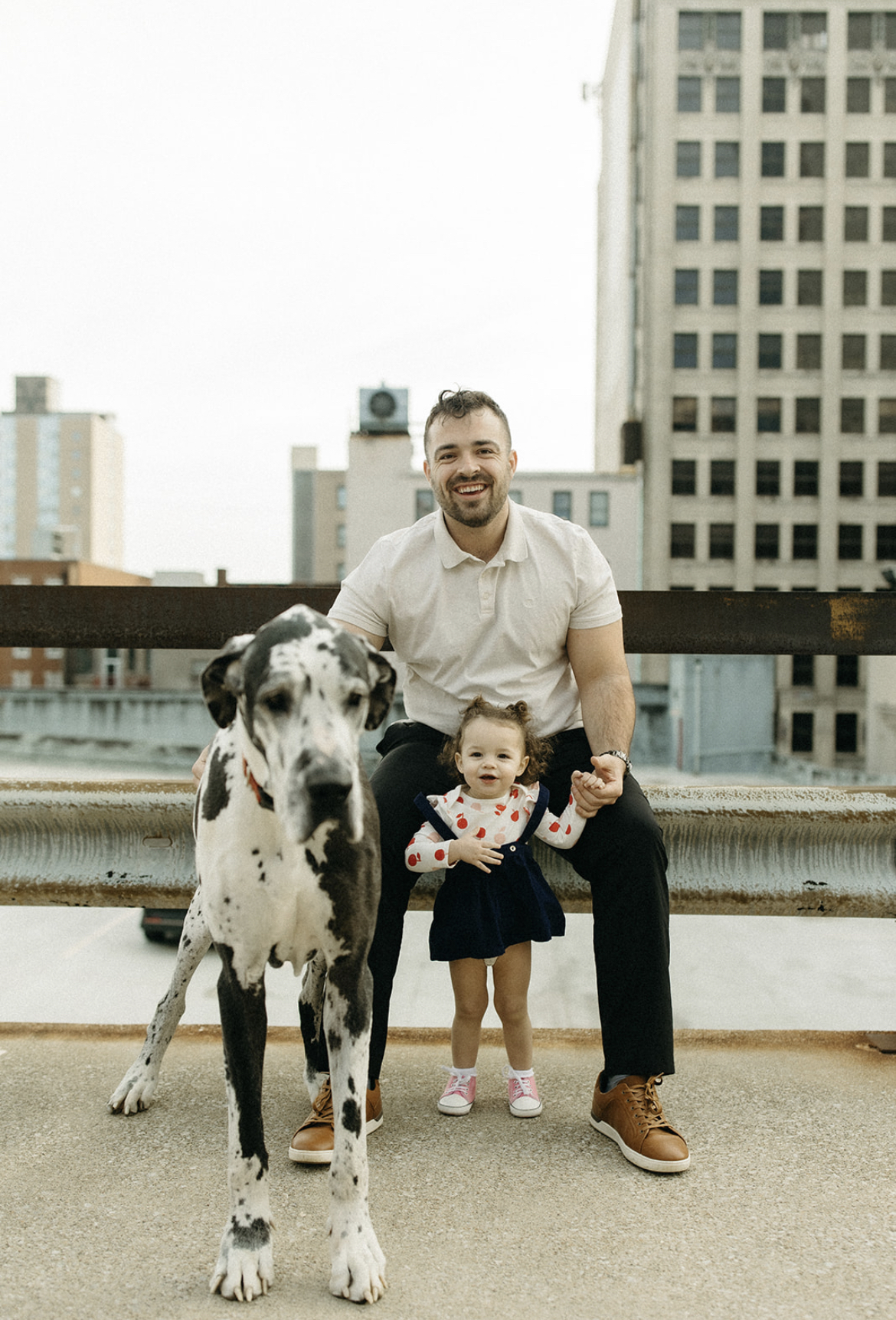Ethan with his Great Dane and daughter