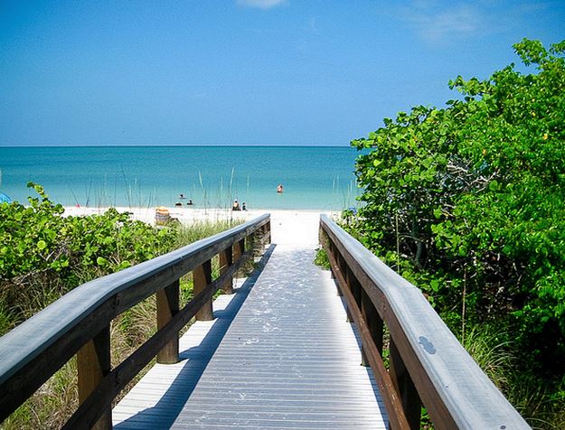 A walkway leading to Barefoot Beach in Naples, Florida.