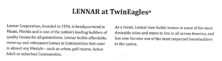 Lennar in Twin Eagles in Naples, Florida.