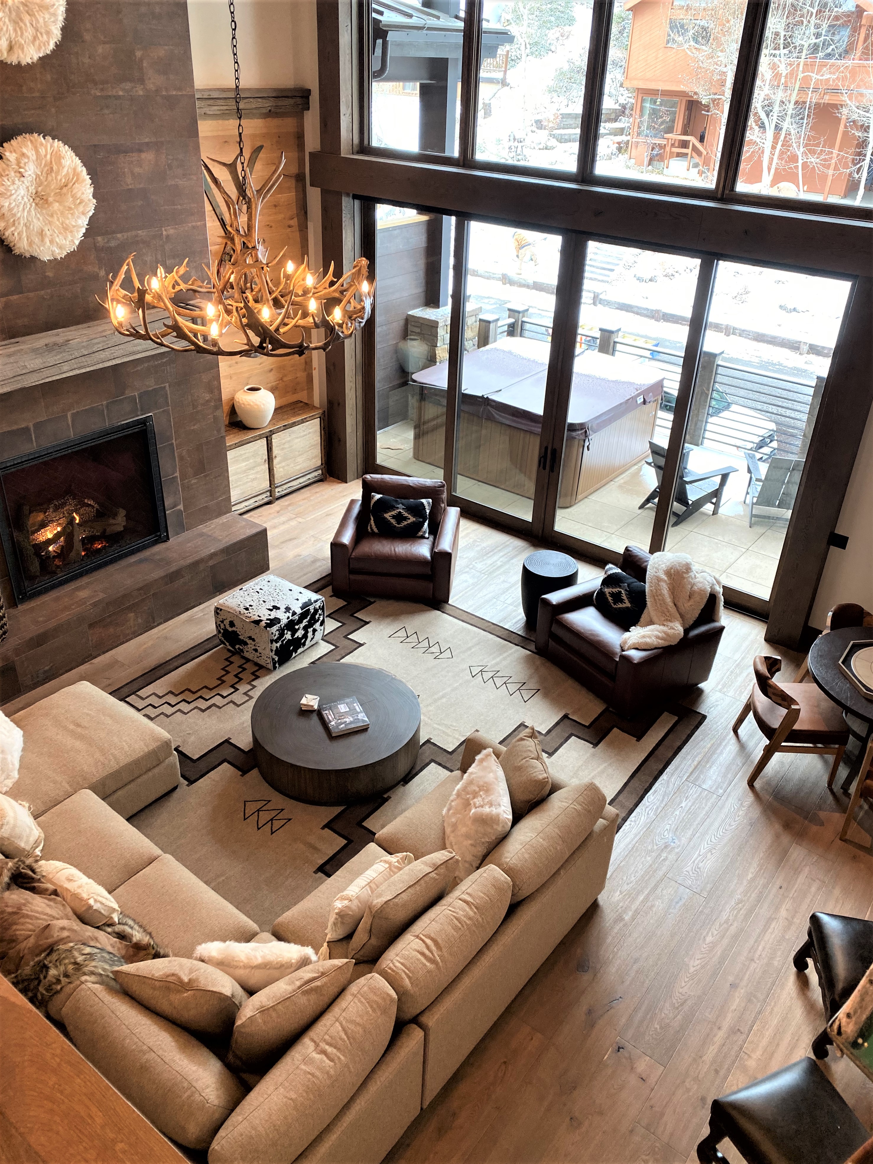 Hillside Highlands Luxury Vacation Rental Living Room View from Loft
