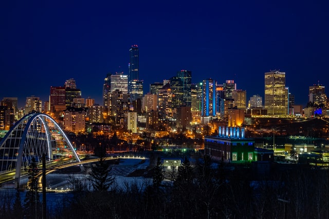 Edmonton skyline during the night