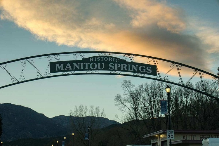 City Sign at the Eastern entrance to Manitou Springs, Colorado