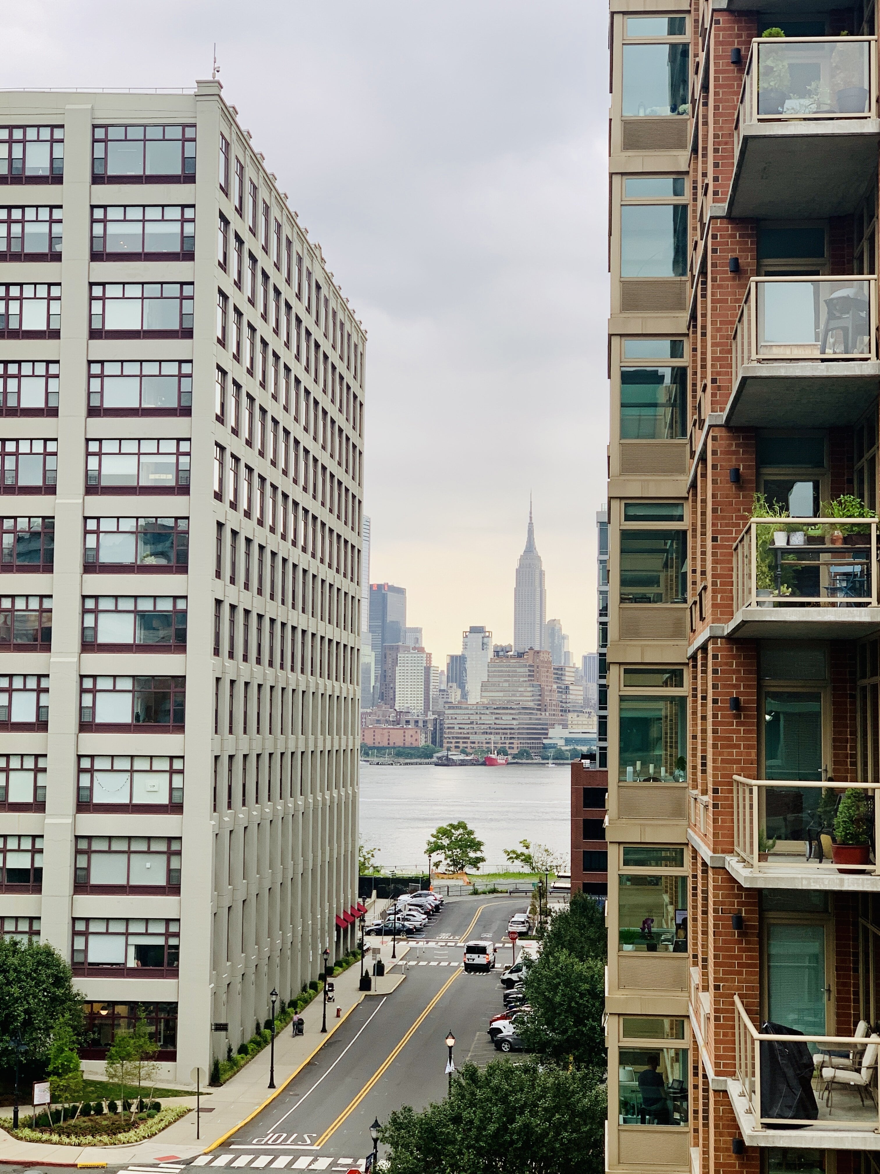 View of 1450 Washington St on the right and 1500 Hudson St Hudson Tea Building on the left
