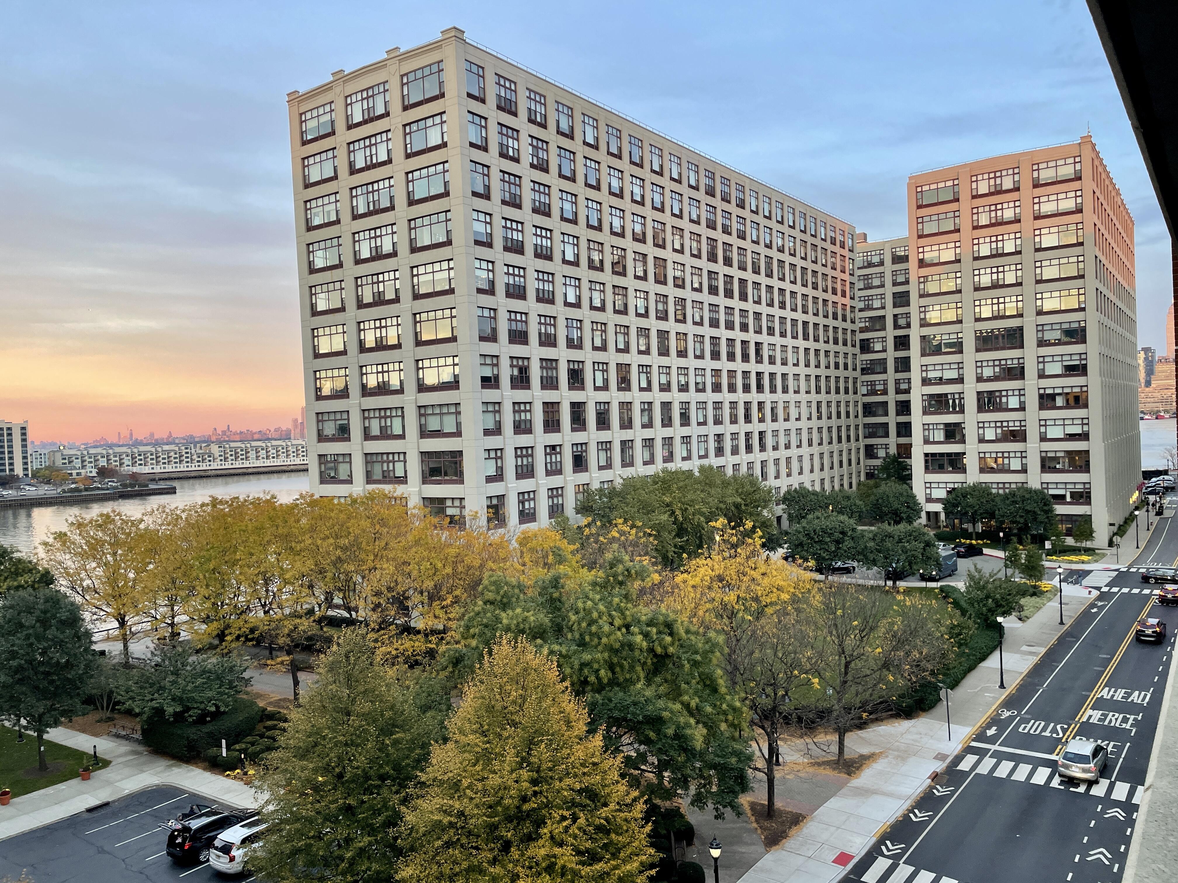 Hudson Tea Buildings and Hudson River in Hoboken, NJ