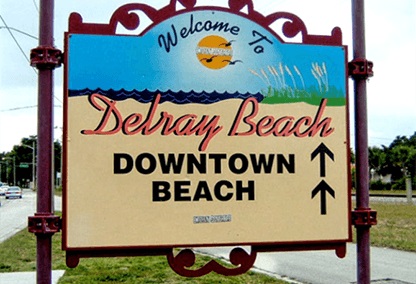 Street sign welcoming people to Delray Beach