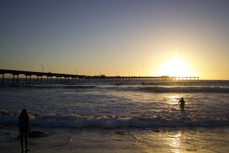 ocean beach pier at sunset