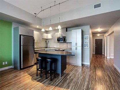 Interior Kitchen & Dining Room in Colours Condo in Calgary, Alberta, Canada