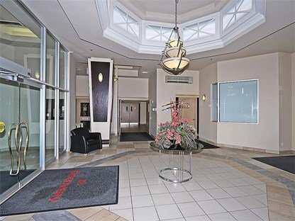 Lobby Entrance to Discovery Pointe Condos in Calgary, Alberta, Canada