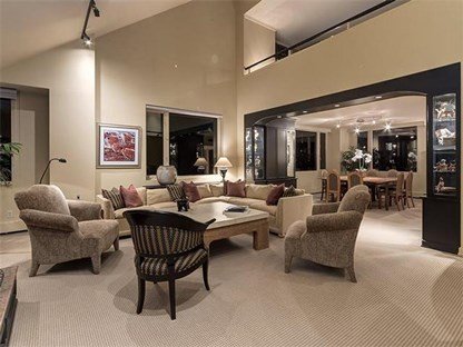 Living Room in Eau Claire Estates Condos in Calgary, Alberta, Canada