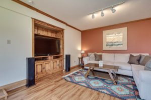 Beautiful hardwood living room with plenty of space to relax.