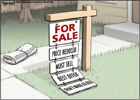 comic illustration of home for sale sign