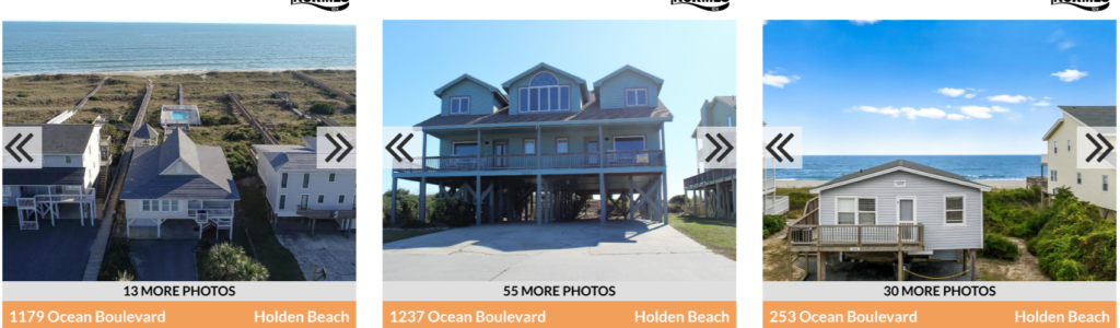 examples of oceanfront homes in Holden Beach NC