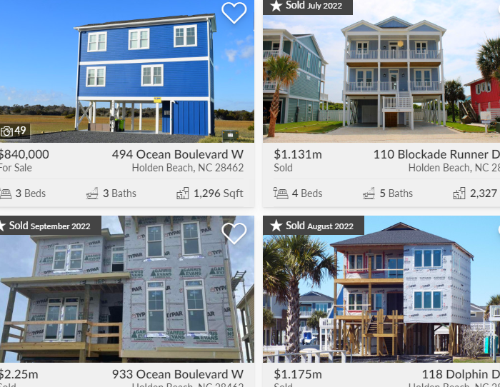 examples of holden beach new homes for sale