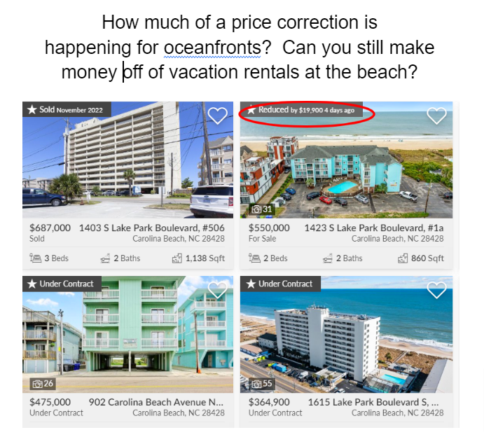 examples of carolina beach ocean front prices decreasing