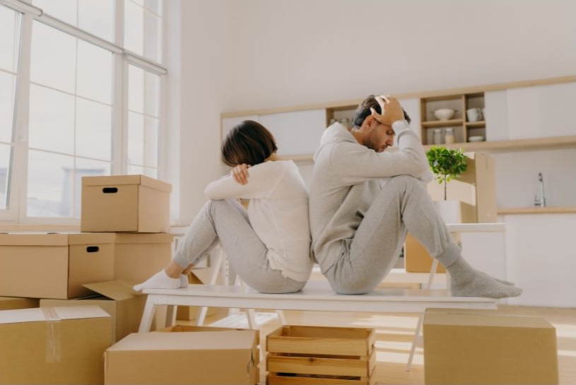 emotional couple ready to move house