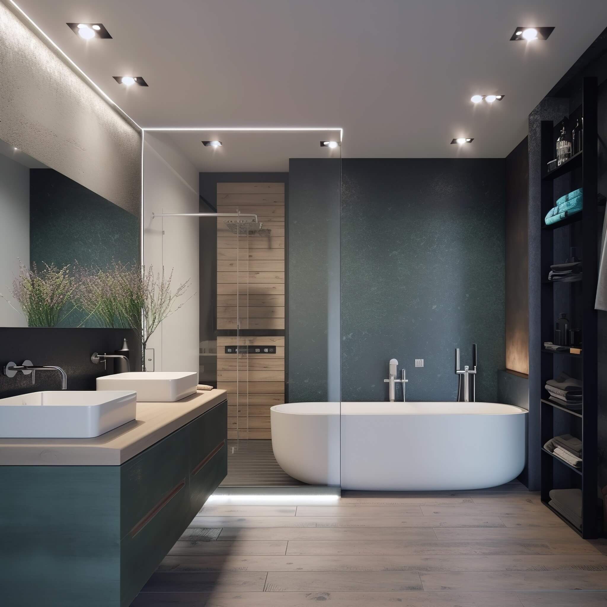 luxury remodeled bathroom suite 