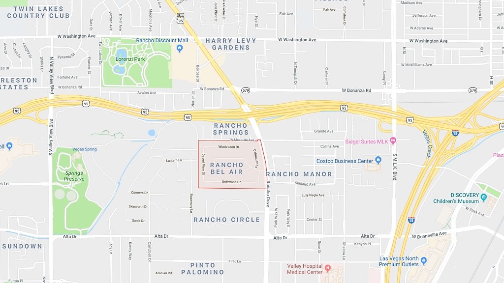 Ranch Bel Air Circle Las Vegas  map