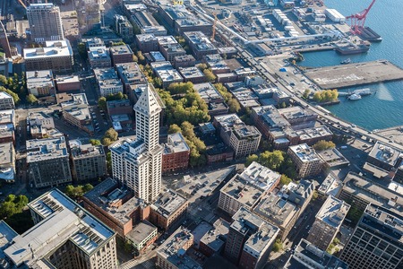 aerial view of pioneer square in seattle wa