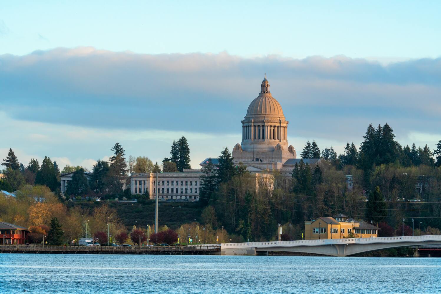 washington state capitol building next to the puget sound