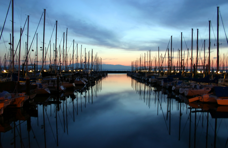 Shilshole Marina em Ballard ao pôr-do-sol