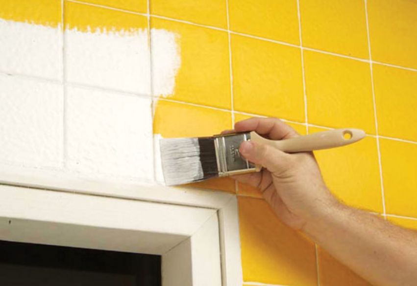 painting ceramic wall tiles in kitchen