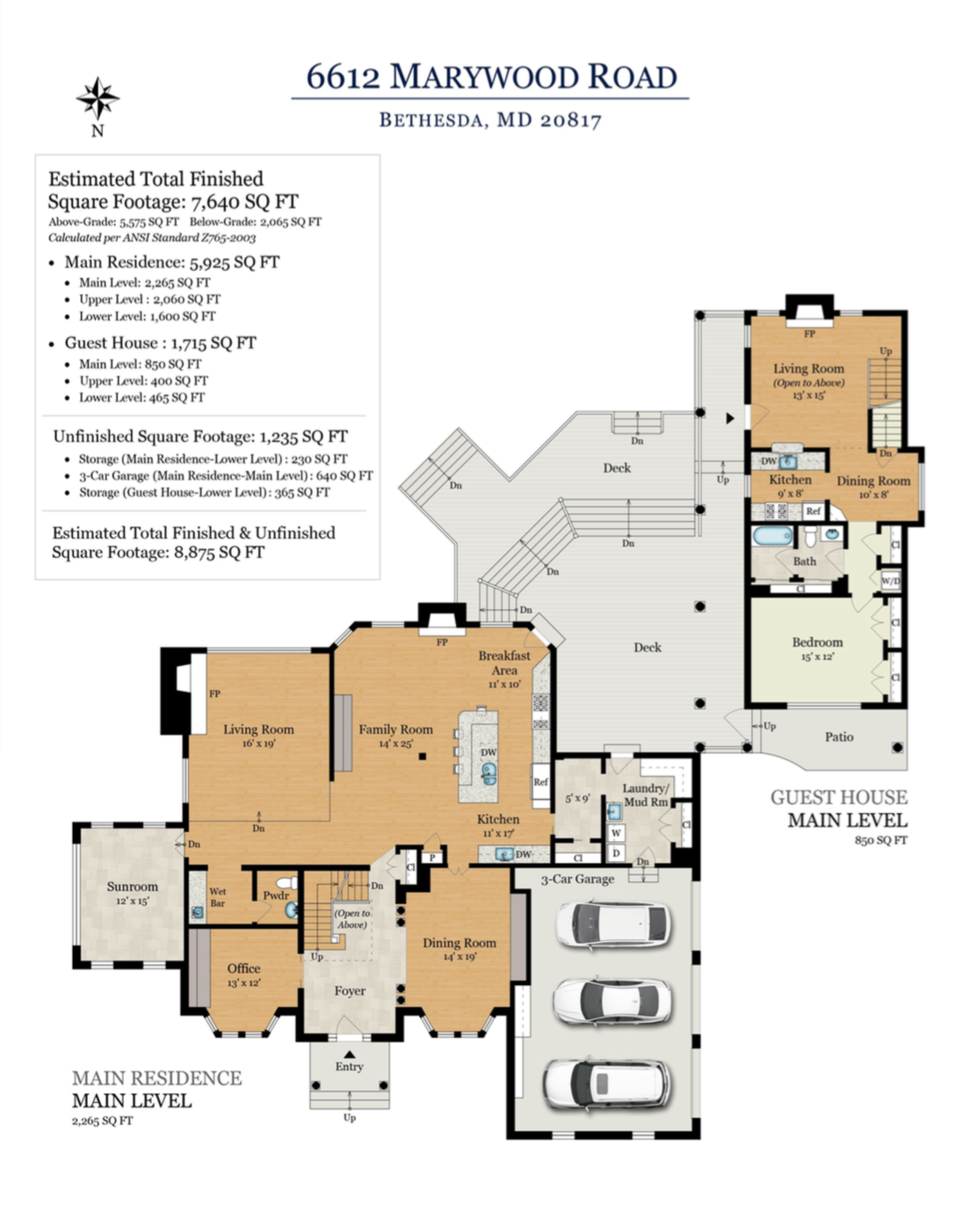 6612 Marywood - Bethesda - Main Level Floor Plans