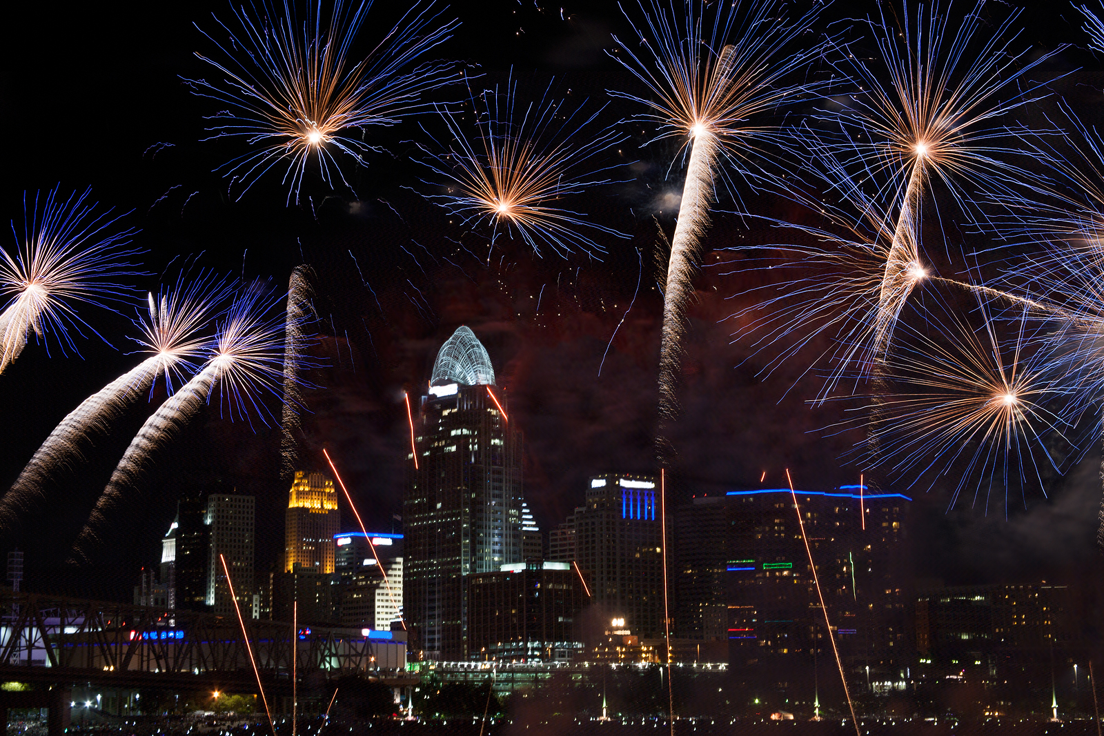 Cincinnati Labor Day Feuerwerk auf dem Ohio River 