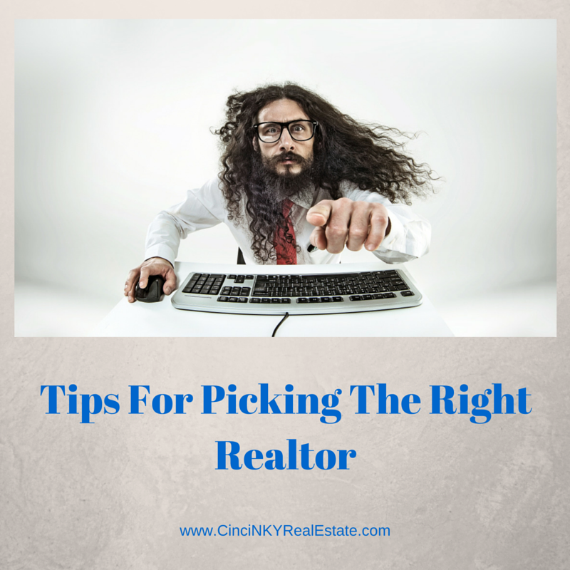 Graphic of man pointing for tips for picking the right realtor
