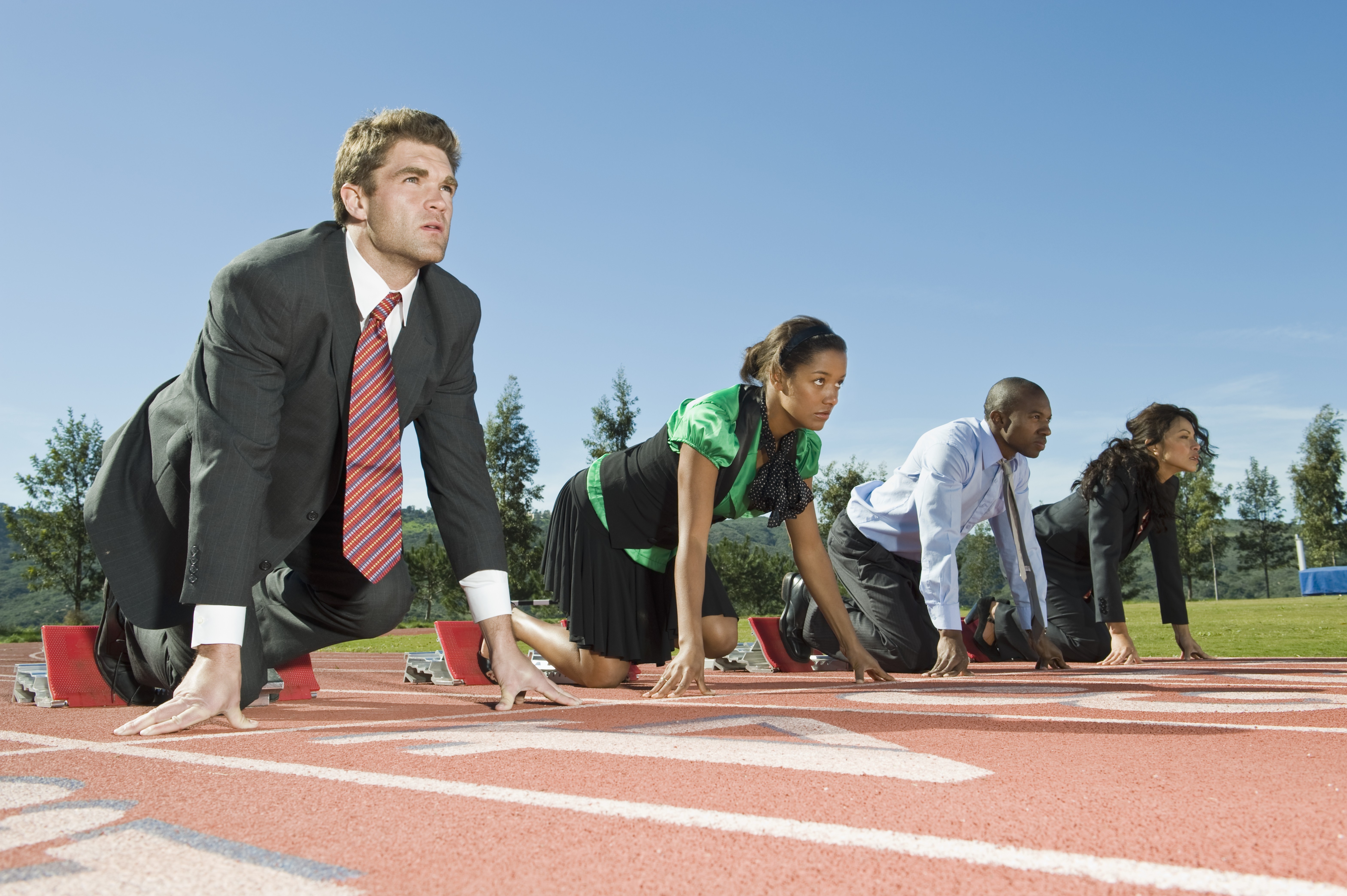 picture of business people on starting blocks