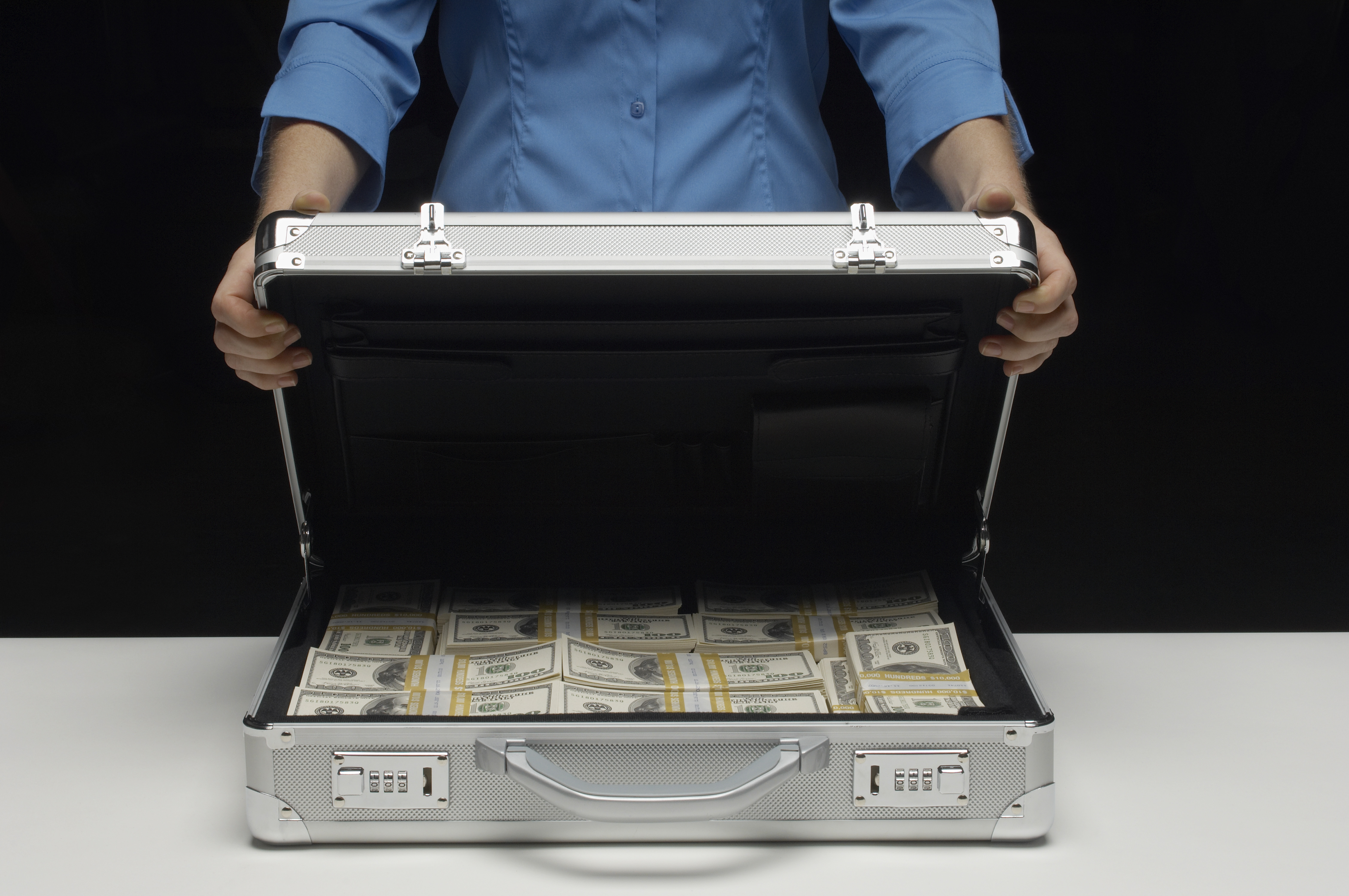 money secure in suitcase