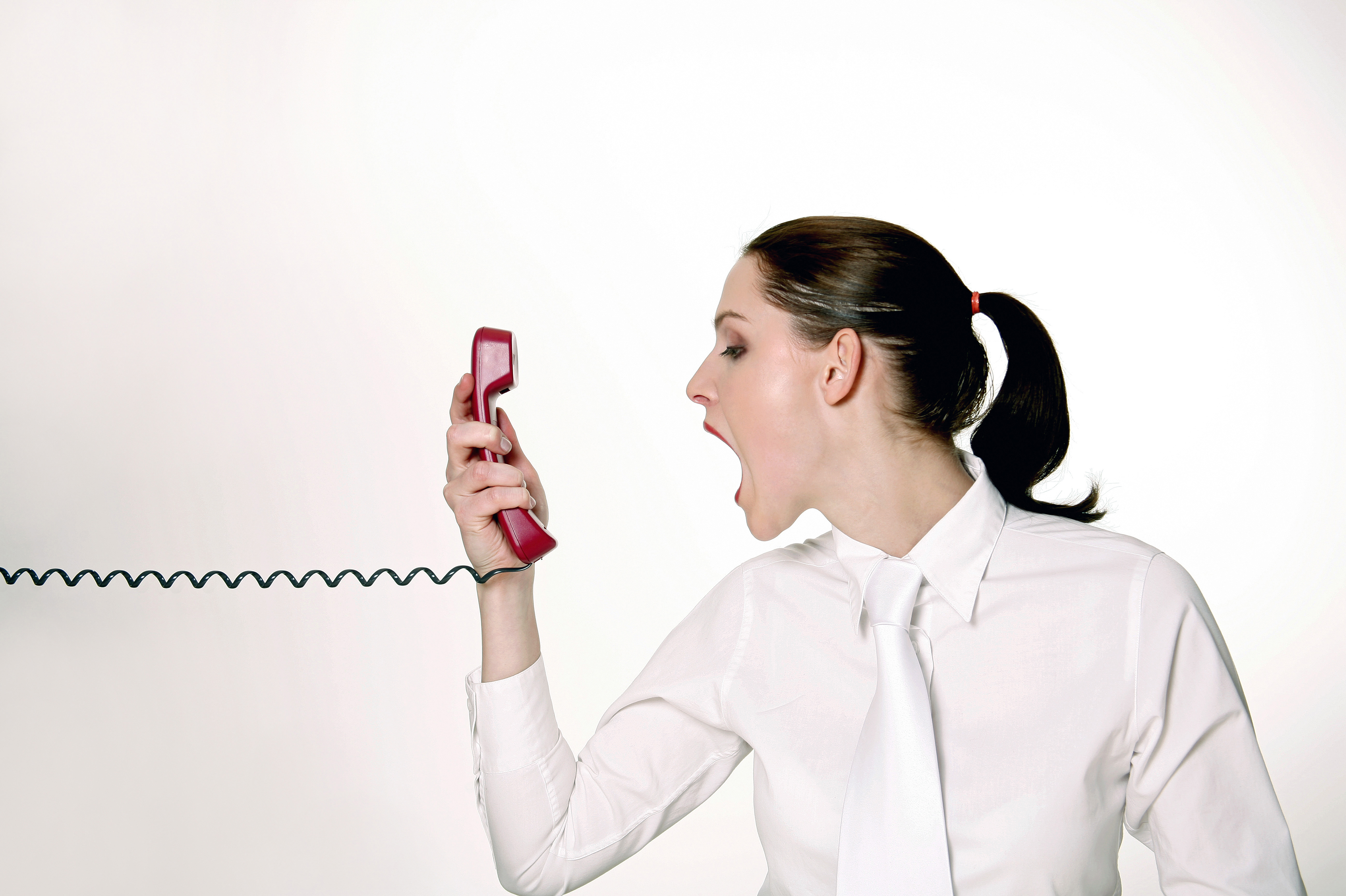 woman yelling at phone