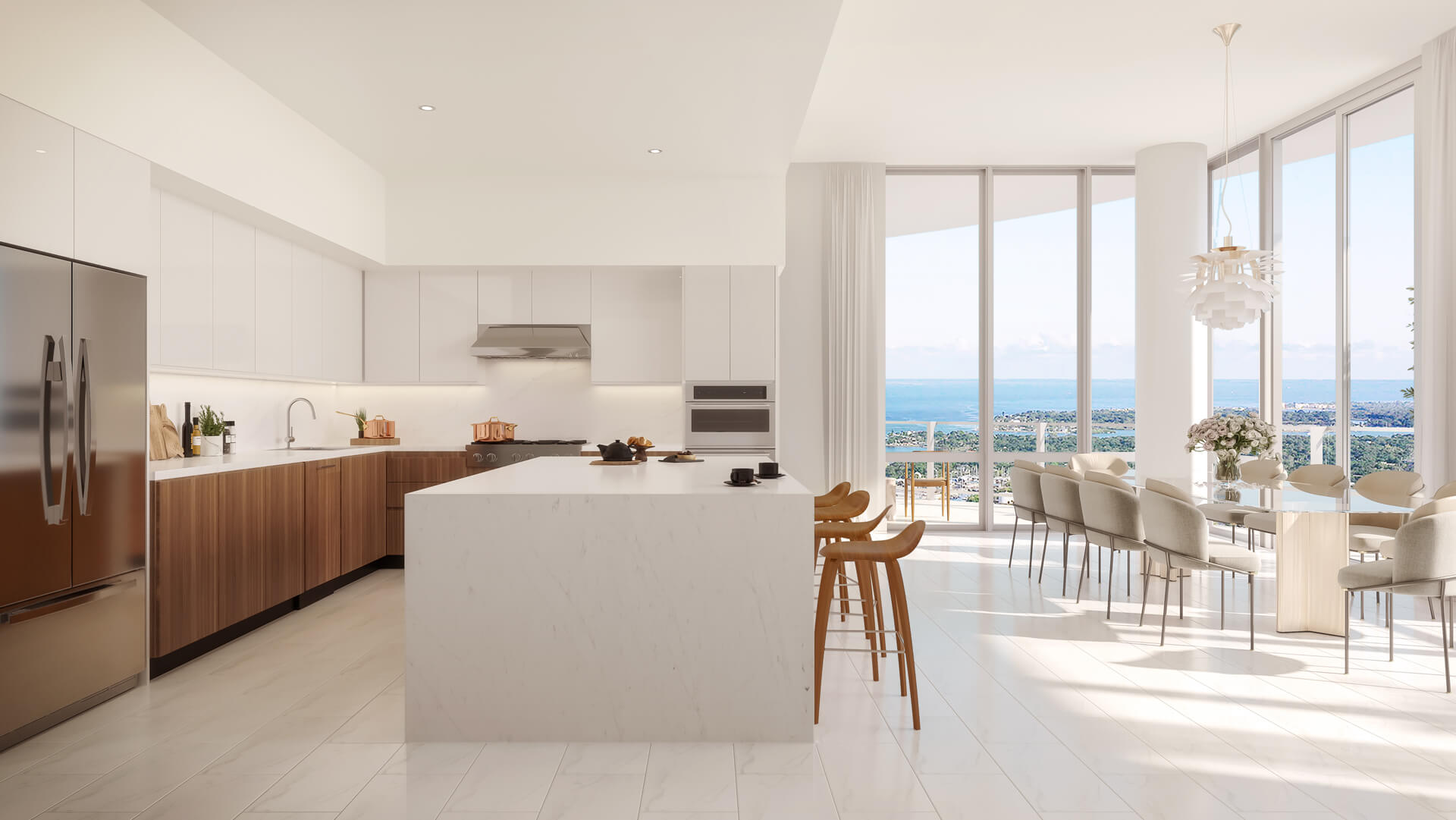 Rendering of kitchen in condo at Residences at 400 Central