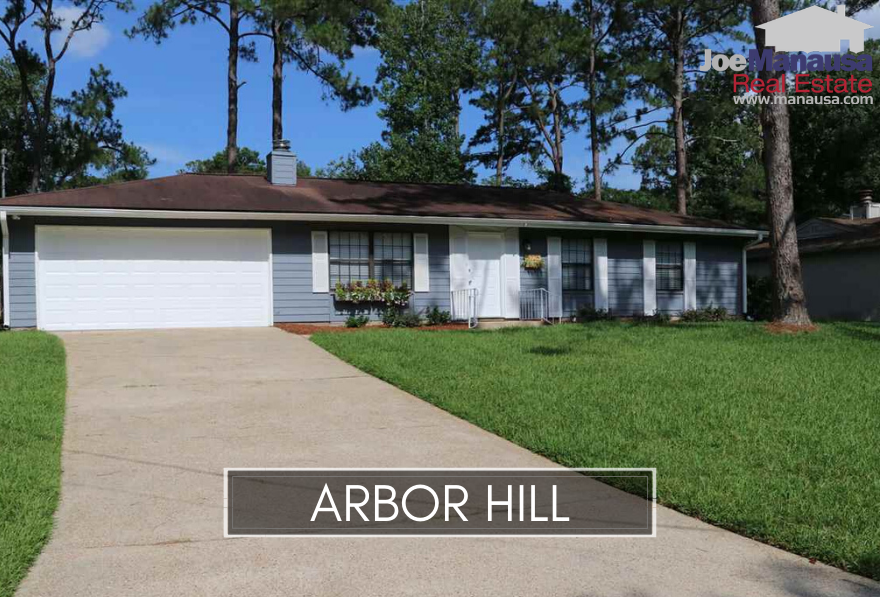 Arbor Hill is a fabulously popular neighborhood in Northeast Tallahassee featuring smaller three and four-bedroom single-family detached and attached homes.