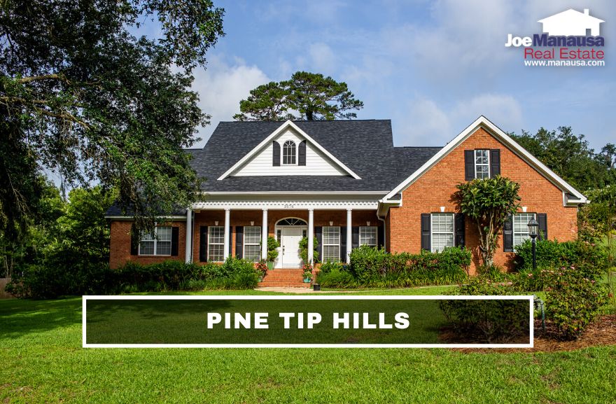 Pine Tips Tallahassee FL Pine Tip Hills is a small but popular NW Tallahassee neighborhood containing more than 200 large five, four, and three-bedroom homes on more than a half-acre of beautifully maintained lots.