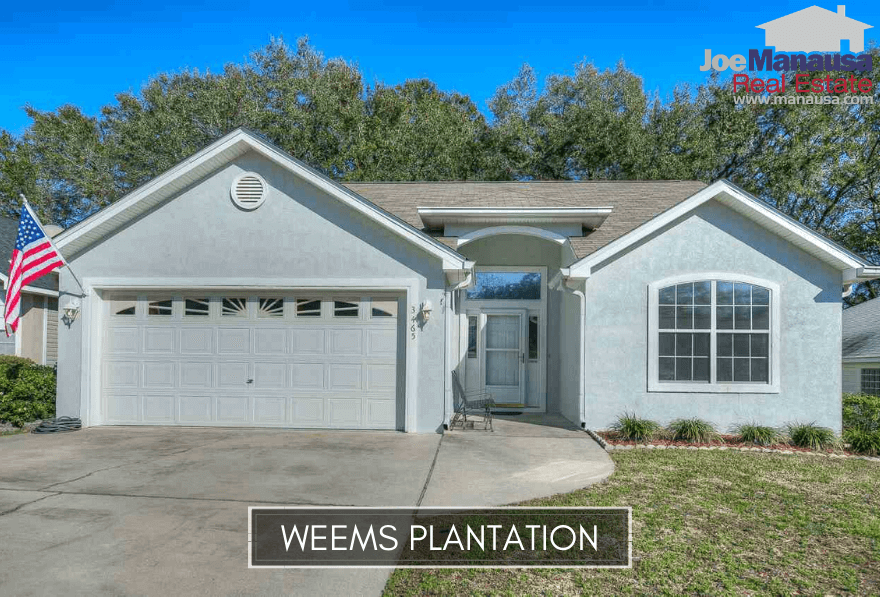 Weems Plantation is a neighborhood of roughly 350 four and three-bedroom single-family detached homes that were mostly built 15 to 20 years ago.
