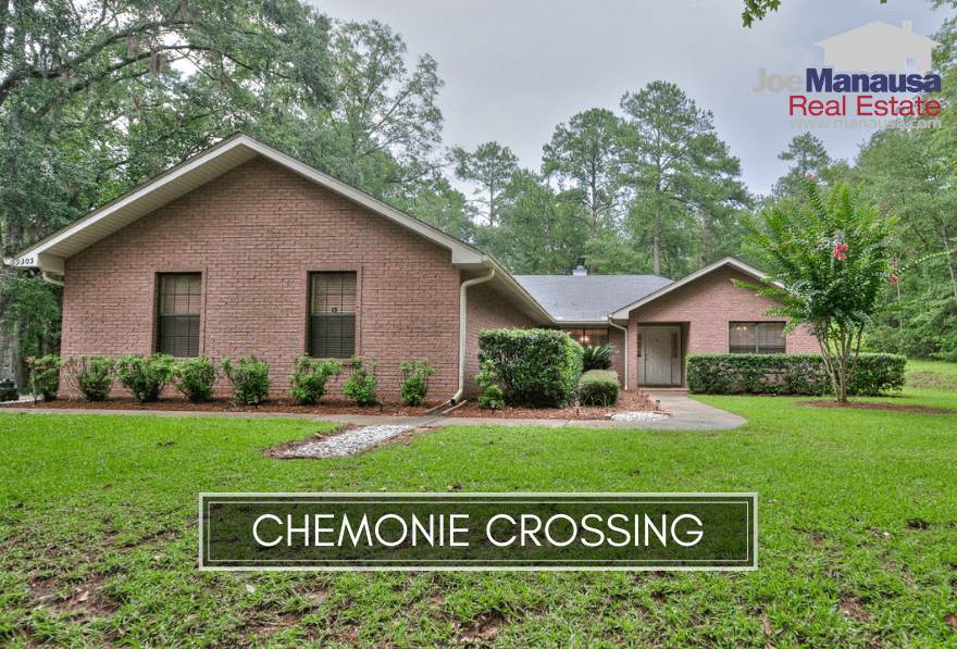 Chemonie Tallahassee, FL Chemonie Crossing is a popular Northeast Tallahassee neighborhood that contains roughly 200 large homes on acreage parcels of up to nearly ten acres each.