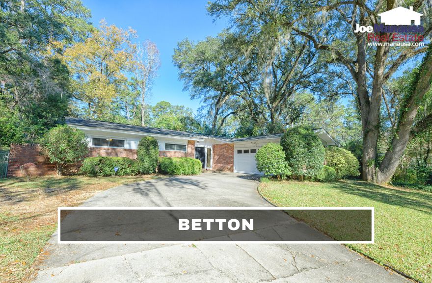 The Betton neighborhoods in the midtown locations of Betton Brook, Betton Estates, Betton Hill, Betton Hills, Betton Oaks, and Betton Woods are among the most popular places to live in the Tallahassee area.